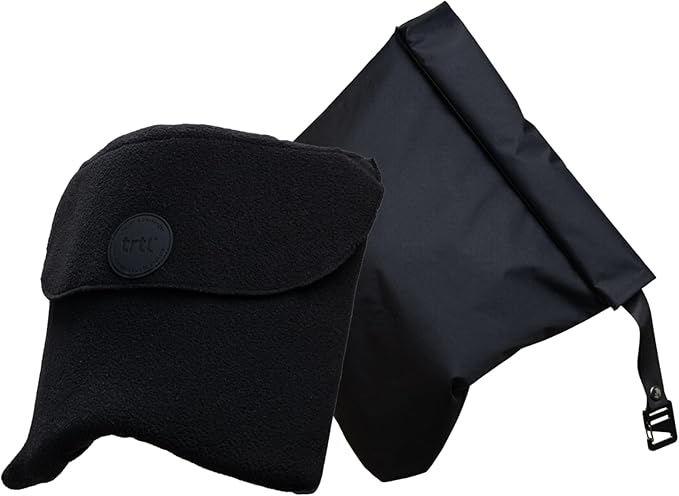 trtl Travel Pillow 2.0 – Scientifically Proven Super Soft Travel Pillow with Premium Head & Neck Support – for Airplane Travel – Machine Washable – Lightweight & Compact – Jet Black – Small
