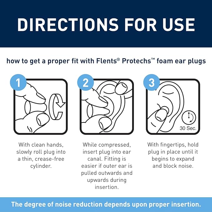 Flents Protechs Foam Ear Plugs for Sleeping, Snoring, Traveling, Concerts, Construction & Studying, Ultra Soft & Comfortable, Blue, 10 Pairs, NRR 32 Hearing Protection for Loud Noise