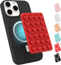Magnetic Suction Phone Mount for MagSafe Case,Silicone Sticky Phone Grip Holder for iPhone,Removable Hands-Free Selfie/Video for TikTok & Instagram Influencer/Creator (Red)