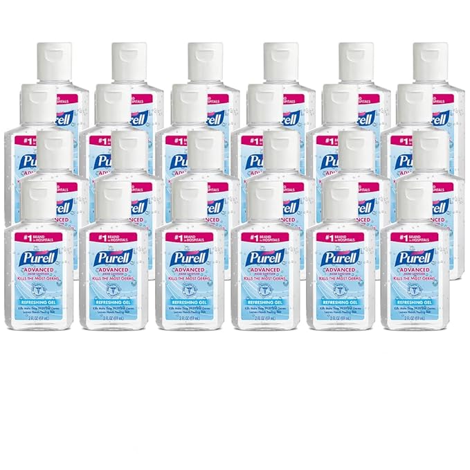 PURELL Advanced Hand Sanitizer Refreshing Gel, Clean Scent, 2 fl oz Travel Size Flip-Cap Bottle (Pack of 24) - 9605-24