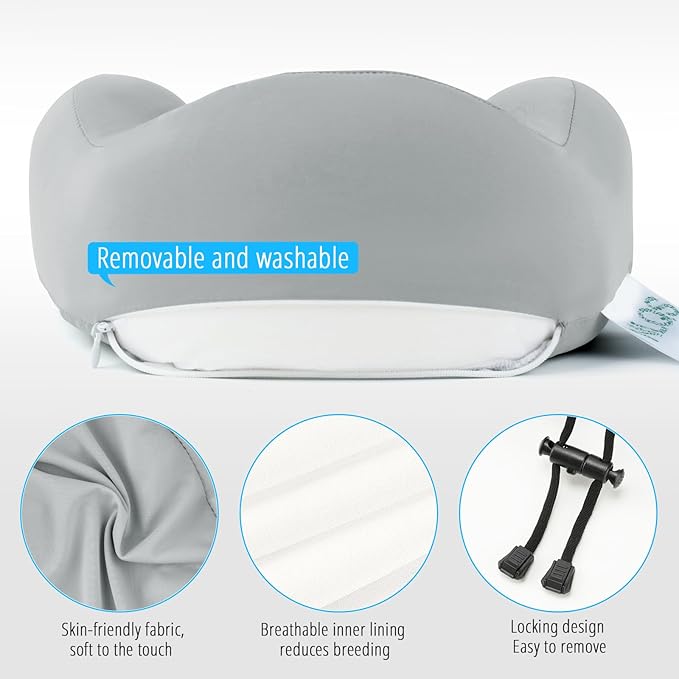 Travel Pillow, Natural Latex Neck Pillow, Comfortable Airplane Travel Pillow, Supports Head and Neck, Essential for Long Distance Travel, Grey