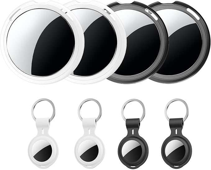 4 Pack Tracker Tags [Apple MFi Certified] Work with Apple Find My(iOS Only) Bluetooth Smart Tags Key Item Finder Waterproof Worldwide Replaceable Battery Tracking for Wallet Pets Backpack Dogs Luggage