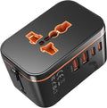 Universal Travel Adapter Worldwide, European Travel Plug Adapter with 2 USB C, 2 USB A and Multi AC Outlets, International Power Adaptor for EU US UK AUS 200+ Countries, Travel Essentials