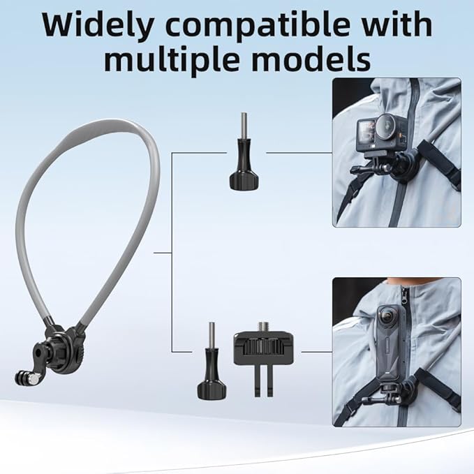 Magnetic Neck Mount for Action Camera, Quick Release Chest Holder Mount for Hands-Free POV/Vlog with Adjustable Chest Strap for Insta360 X5/X4/X3, Gopro 13/12/11, DJI Action 6/5pro/4, Nano and More