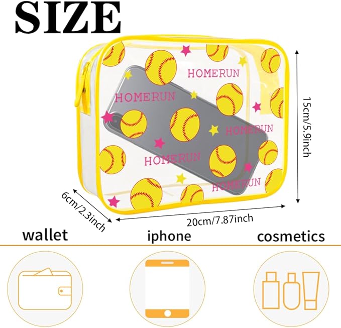 Clear Makeup Bags TSA Approved Toiletry Bag-2Pack，Clear TravelBags for Toiletries, Carry on Airport Airline Compliant Bag,Baseball