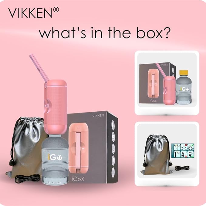 VIKKEN® Portable Travel Bidet USB-Type C Rechargeable Electric Mobile Handheld Ultra Strong Water Spray Personal Hygiene Self Care for Women & Men, iGo-X 250ml Pink