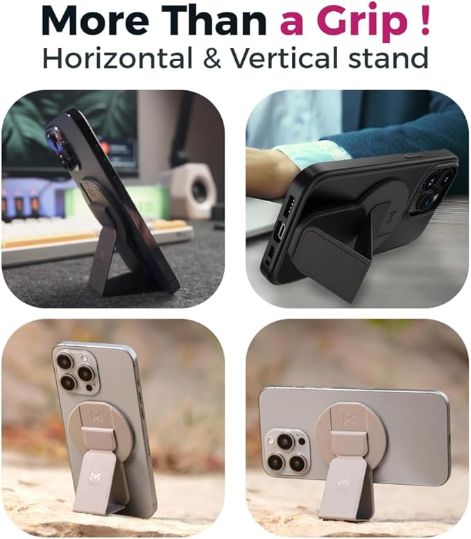 Planet Grip Compatible with MagSafe-Style iPhone Devices, Made from with a Slim Foldable Holder for Secure Magnetic Attachment and one-Hand use (Black) by Mass