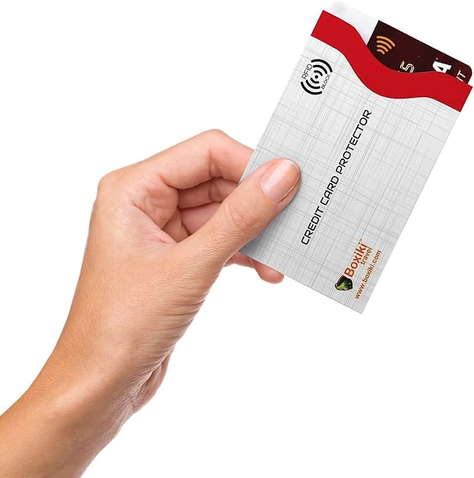 Boxiki Travel Set of 12 RFID Blocking Sleeves. Best way to Protect your Cards from Electronic Theft. Durable, Lightweight and Compact Design to fit in any Pocket or Purse. (White)