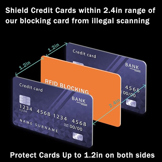 RFID Blocking Card - 3 Pack, Contactless NFC Credit Card ID Protection Safe Bank Card Passport Entire Wallet Purse Shield Protector Blocker Guard (Pack of 3, Orange)