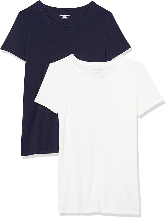 Amazon Essentials Women's Regular-Fit Short-Sleeve T-Shirt (Crewneck and V-Neck Options), Multipacks
