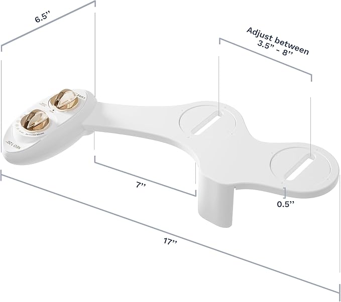 LUXE Bidet NEO 185 - Dual Nozzle, Self-Cleaning, Non-Electric Bidet Attachment for Toilet Seat, Adjustable Water Pressure, Rear & Feminine Wash (Gold)