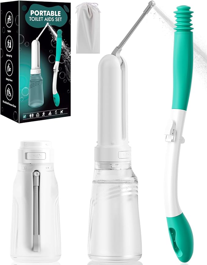 Portable Bidet Toilet Aid Wiper Tool Set for Travel - 400ML Bottle - 800mAh - 3 Pressure Modes - IPX7 Waterproof - Compact Design with Dust Bag for Daily Cleaning & General Use