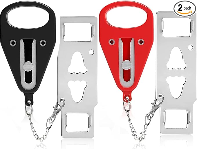 Portable Door Lock-2 Pack Solid Heavy Duty Extra Lock for Additional Privacy and Safety in Hotel,Apartment,and Prevent Unauthorized Entry in Traveling, AirBNB, Apartment and College