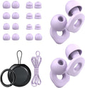 2 Pairs of Earplugs for Sleeping,Reusable Hearing Protection Ear Plugs with 8 Pairs Ear Tips & One Connector Cord,Soft Earplugs for Noise Reduction,Concert,Musician & Work - 25dB-30dB