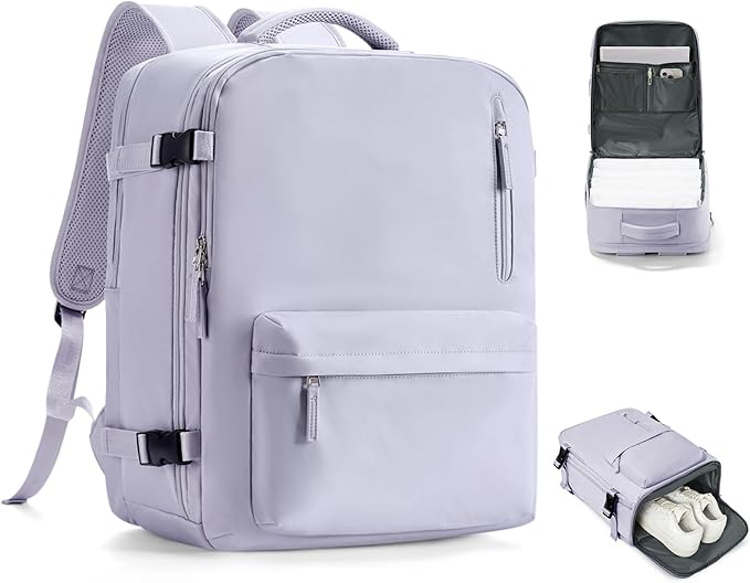 VGCUB Travel Backpack for Women Men for Spirit Airlines Personal Item Bag 18x14x8 Inches Laptop College Backpack,Waterproof Carry on Flight Approved Work Backpack Mochila de Viaje,Large Purple taro