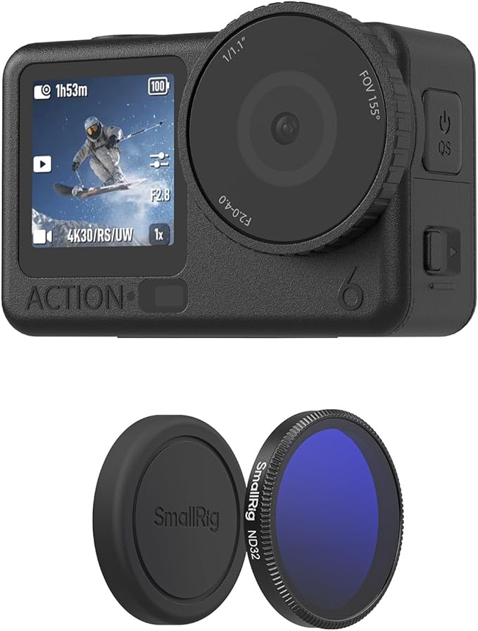 SmallRig ND32 Filter for DJI Osmo Action 6, Snap-On Polarizing Neutral Density Filter, with Lens Silicone Cover & Cleaning Cloth, HD Optical Glass/Multi-Coated - 6085