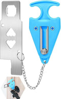 Portable Door Lock for Travel Door Lock Hotel Room Security Devices Apartment Jammer Additional Safety for Traveling Home College upgrade (Blue combination)