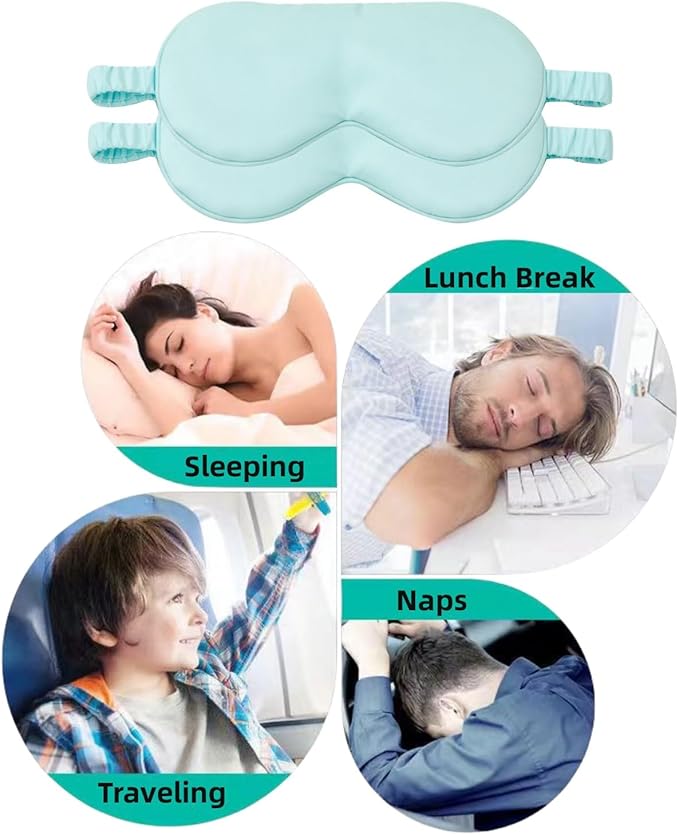 HBHLFZ Sleep Mask 2 Pack - Bamboo Viscose Fiber Sleeping Eye Mask - with Elastic Band/Headband - Comfort Sleeping Shade - for Nighttime Sleeping, Traveling & Napping（Light Blue）