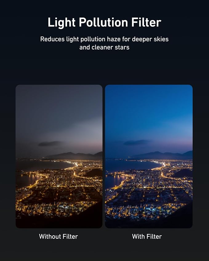 TELESIN LPR Light Pollution Reduction Filter for DJI Osmo Action 5 Pro/Action 4/Action 3, Night Sky & City Night Filter, HD Optical Glass Action Camera Lens Filter with Multi-Layer Nano Coating