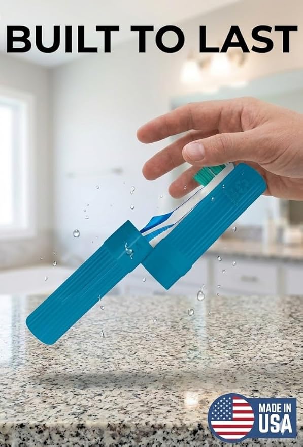 American Comb Toothbrush Holder (Blue,Pink,White,Purple) Made in USA, with Ventilation Holes, for Toothbrush Covers, Toothbrush Holder, Toothbrush Soft, Durable Design, Hygienic Bathroom Accessory