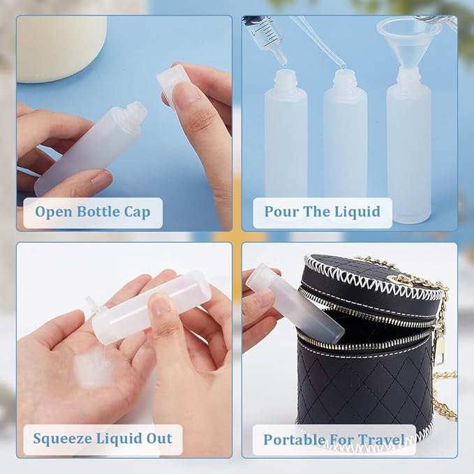 BENECREAT 10 Pack 18ml 0.6oz Small Travel Squeeze Bottles Refillable Makeup Foundation Container Travel Essentials Sample Bottles for Toiletries, Shampoo Toner Cosmetic