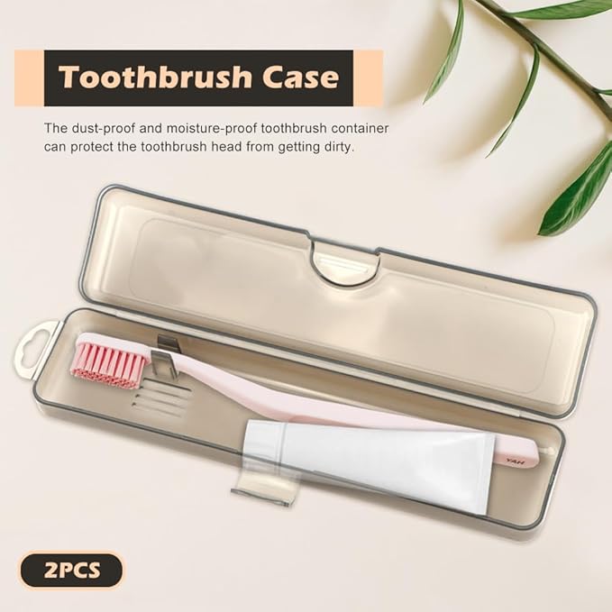 2 Pack Toothbrush Box,Travel Size Toothbrush Box Cover Portable Clear Black Cases Design with Holes for Home, Travel, Business Trips, Hotels(COLOR:Black)
