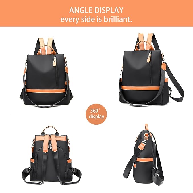 Backpack Purse for Women, Anti Theft Backpack Fashion Backpack Purse, Womens Backpack Purses Cute Backpack, Travel Backpacks Satchel Handbags Ladies Shoulder Bags Multi Purpose Design (Black)