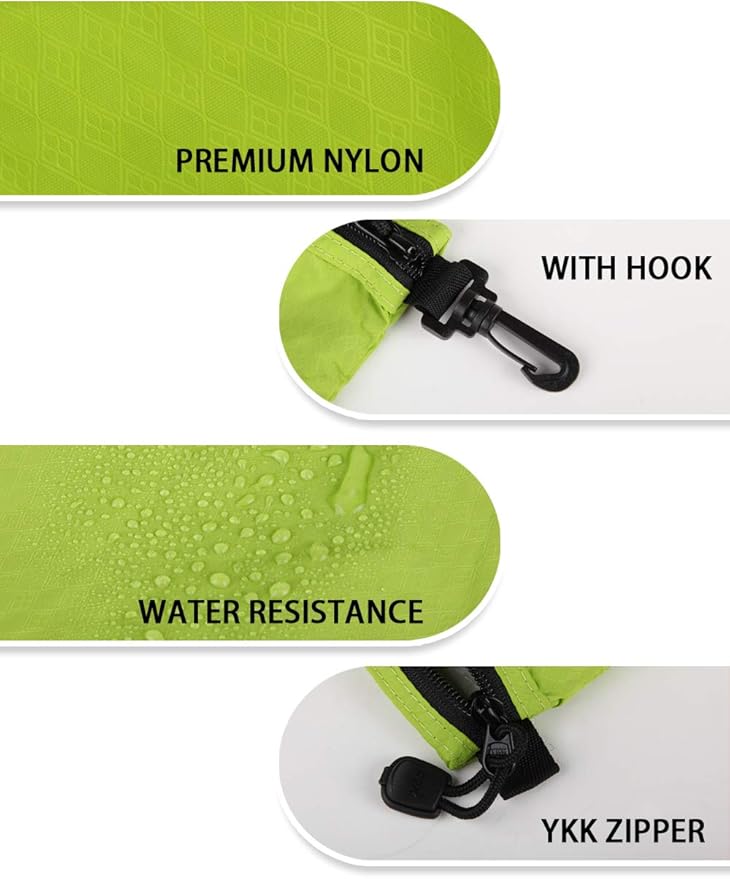 GOX Travel Toiletry Bag, Carry On Small Zipper Pouch, Cosmetic Kit Makeup, Digital Bag, Water Repellent Nylon (Green)