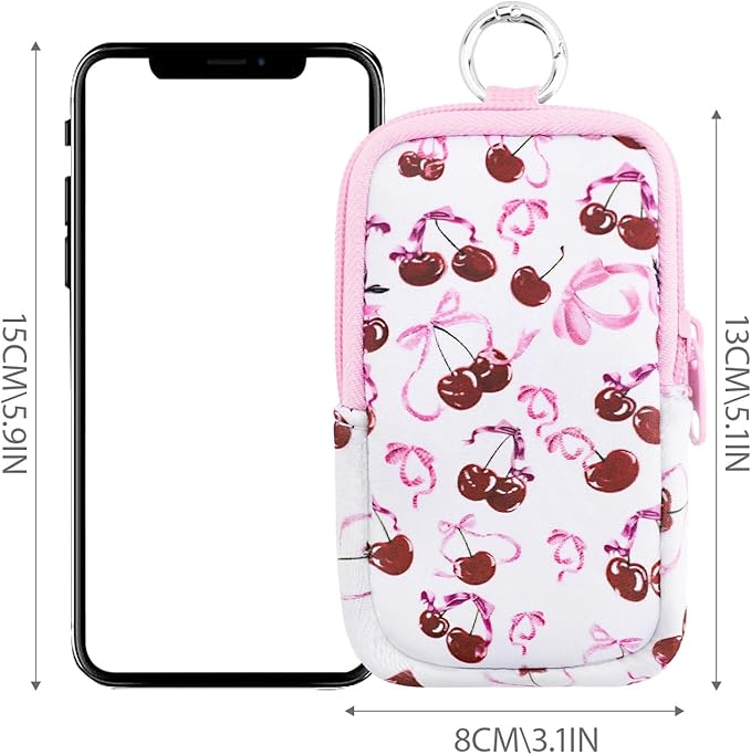 Hand Sanitizer Spray Case,Compatible with Popular Sanitizers,Zipper Pouch for Hand Sanitizer,Cute Fashion Accessories with Snap Hook for Glow Mist and Power Mist 1FL OZ,Suitable for Outdoor(Cherry)