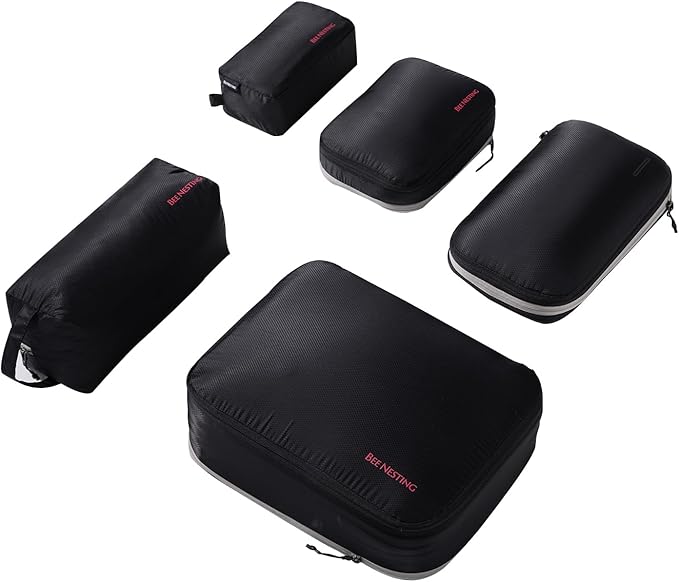 Compression Packing Cubes for Travel-Expandable Luggage Organizers, Water-Resistant Compressible Packing Bags with Clean/Dirty Separation for Carry-on Suitcase & Backpack