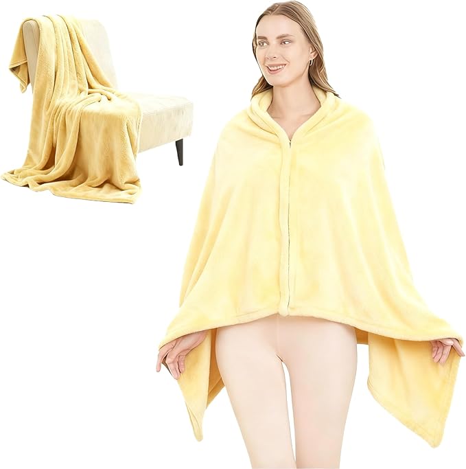 SNZ Wearable Blanket for Womens and Mens, Comfy Flannel Poncho, Snuggie Warm Shawl Wraps for Women, Birthday Gift Ideas