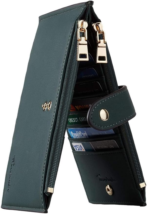 Travelambo Leather Wallets for Women Slim RFID Blocking Bifold Credit Card Holder Wallet