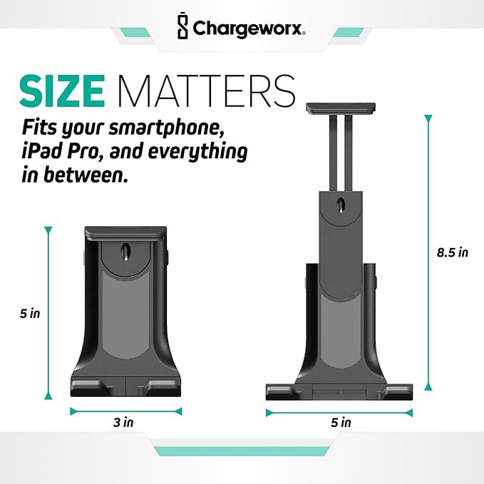 CHARGEWORX Airplane Tablet Holder for Tray Table, Universal Phone & Tablet Mount with 360° Rotation, Foldable Travel Phone Holder for Airplane, Train & Car, Compatible with iPad, Kindle & Smartphones