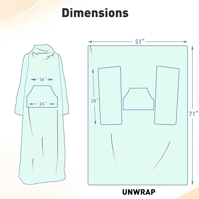 Catalonia Packable Travel Wearable Blanket Pillow with Sleeves for Adults, 2 in 1 Wearable Blanket with Pockets