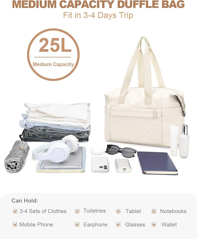 Pritent Travel Duffle Bag, Waterproof Weekender Overnight Hospital Bags for Women Men with Toiletry Bag Lightweight Carry on Personal Item Duffle Gym Bag for Travel, Airplanes, Sports