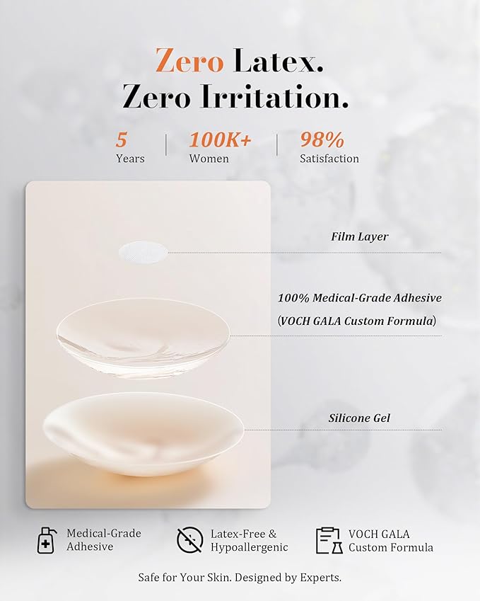 VOCH GALA 5 Pairs Nipple Cover for Women Reusable, Adhesive Silicone Nipple Pasties, Sticky Bra Pasties Petals