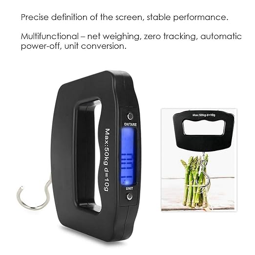 Portable Travel Luggage Electronic Scale, Digital LCD Hanging Box Weighing Scale 110 pounds/50 kilograms, Fishing, Luggage, Gifts (Hooks)