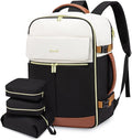 LOVEVOOK Travel Backpack for Women, TSA Carry On Backpack Flight Approved Luggage, 50L Water Resistant Personal Item Daypack Large Weekender Bag fit 18 inch Laptop with 3 Cubes, Beige-black-brown