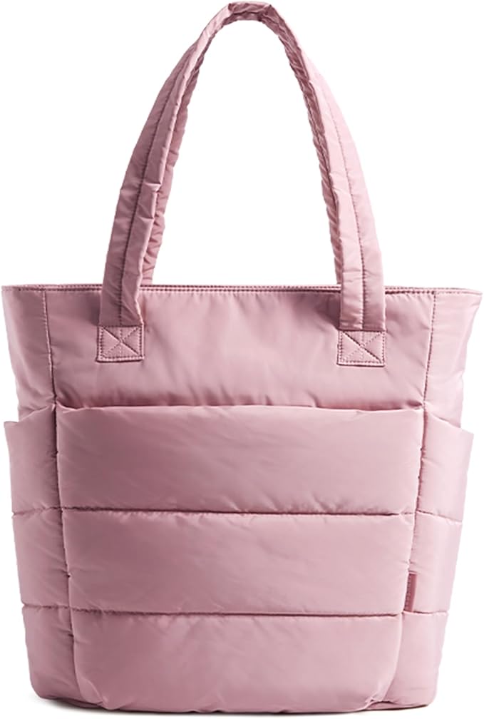 BAGSMART Tote Bag for Women, Lightweight Puffy Tote Bag with Compartments Shoulder Bag Handbag for Travel, Work, Gym | Lightweight, Puffy, Quilted, for Travel, Work