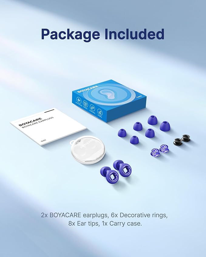 Ear Plugs for Sleeping Noise Cancelling, 45dB Reusable Earplugs for Noise Reduction, Hearing Protection Ear Plugs with 8 Ear Tips, Soft Silicone Earplugs for Sleep, Concerts, Snoring, Study (Blue)
