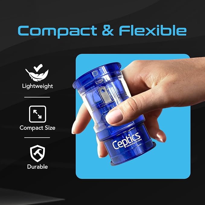 Ceptics Travel Adapter Plug Compact Worldwide International Kit - Works in Europe, Asia, China, England, Italy, New Zealand, Australia and More