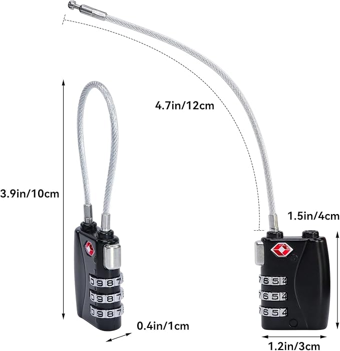 AOUTACC 2 Pack TSA Luggage Lock and 2 Pack Aluminium Metal Luggage Tags, Mini Combination Password and Suitcase Card Holder Bag Tag Name Address ID Bag Label with Key Ring