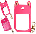 Cute Ear Silicone Case Compatible with Touchland Hand Sanitizer Spray (Fit for 1 FL.OZ), Protective Case with Keychain, Hand Sanitizer Holder(Rose Red)