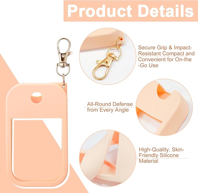 Hand Sanitizer Spray Case Compatible with TH 1 FL.OZ – 3 Pack Protective Silicone Holder with Metal Keychain