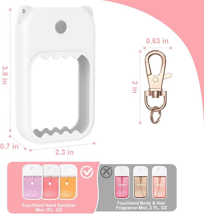 Hand Sanitizer Spray Case for Touchland Silicone Touchland Case Keychain Cute Hand Sanitizer Holder Keychain Compatible with Touch land Power Mist Gentle/Glow Mist