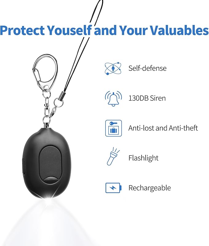 Door Stopper Security Alarm, Door Stopped Alarm When Opened, 130dB Loud Portable Vibration Sensor Door Stop Alarm with LED Flashing, USB Rechargeable for Travel Hotel Home Apartment Safety