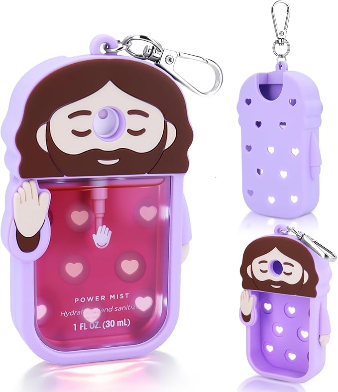 Silicone Case Compatible with Touchland Hand Sanitizer Spray, Touchland Case with Keychain, Protective Case for Power & Glow Mist 1 FL Oz/30ML, Hand Sanitizer Spray Accessory for Mother‘s Day(Purple)