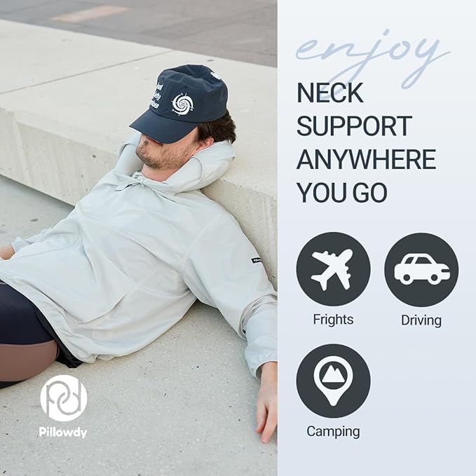 Pillowdy Full Zip Hoodie – Inflatable Built-in Travel Pillow – Comfortable Rest On-The-Go – Perfect for Airplane and Trips
