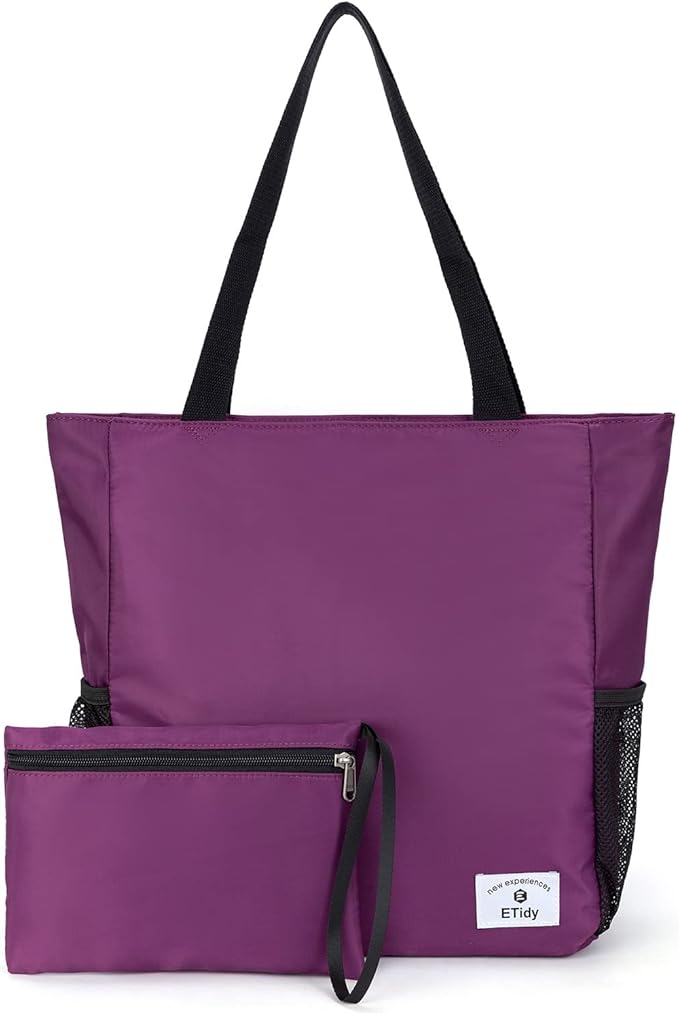 ETidy Large Capacity Foldable Tote Bag With Zipper Water-resistant SandproofWomen Beach Bag Handbag GymBag Travel ShoppingBag