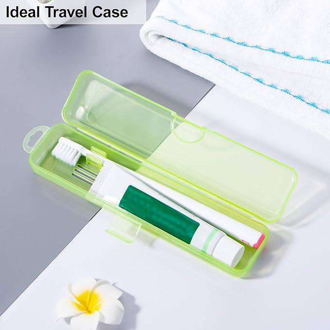 Yeeco Toothbrush Case 2 Packs, Transparent Green Travel Size, Plastic Holder, 7.87 x 1.85 x 1.18 Inches Portable for Traveling